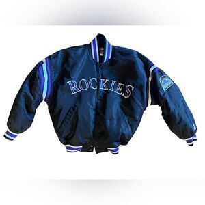VTG 90s MLB Colorado Rockies Starter Diamond Collection Satin Jacket Korea Mint